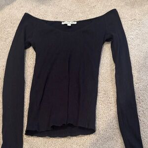 Express Black Ribbed Long Sleeve Top